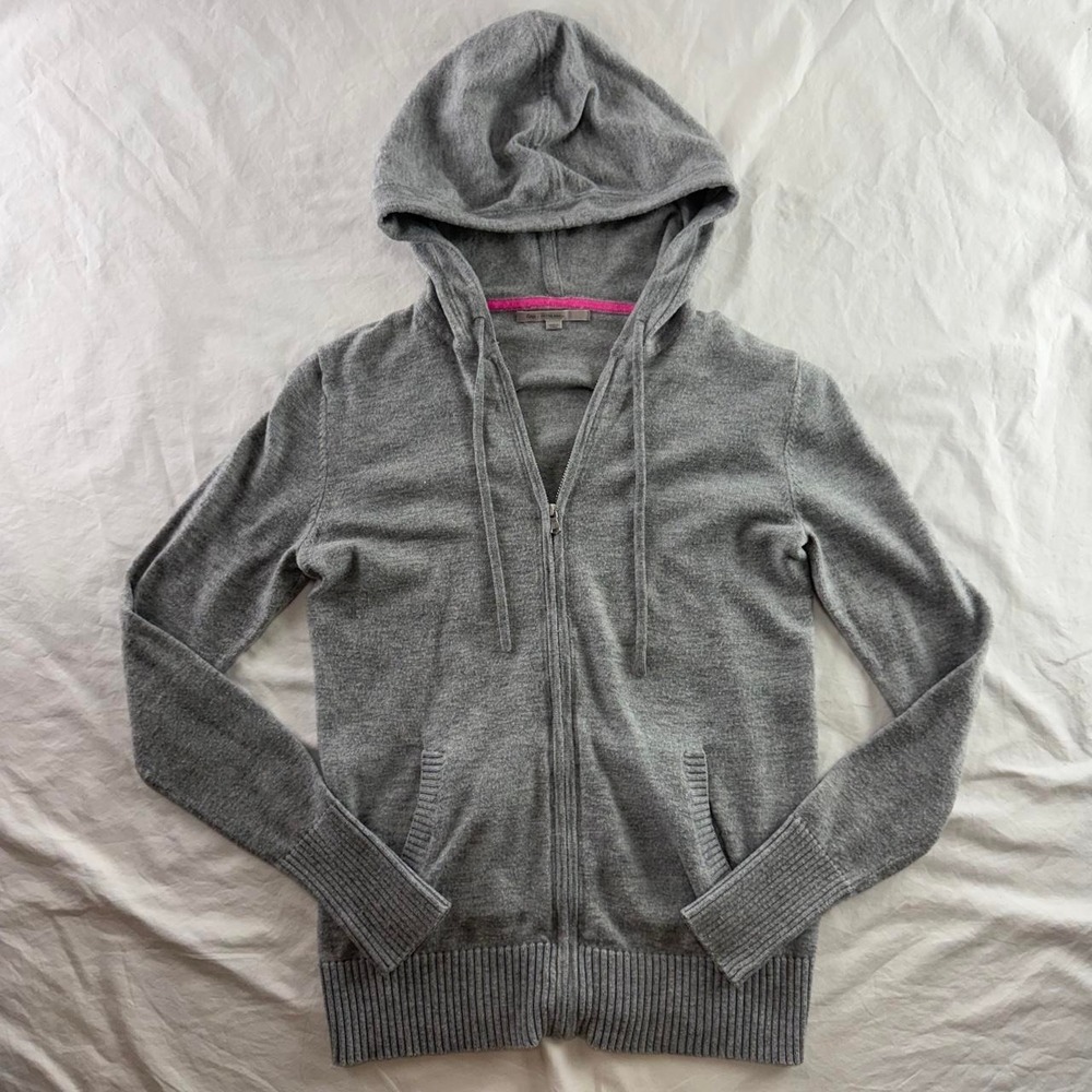 Gap Full Zip Wool Blend Grey Hoodie Womens XS 2000s Rory Gilmore Preppy